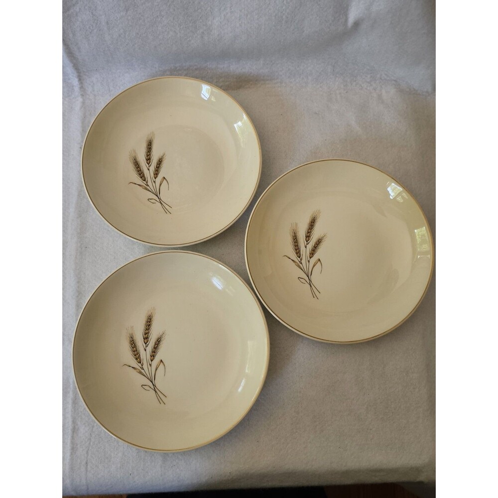 Royal Joci China Plates Dish Wheat 23k Gold Vintage 1955 Set of Three
